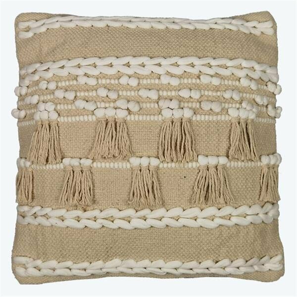 Youngs 18 x 18 in. Cotton Pillow with Tassel 10709